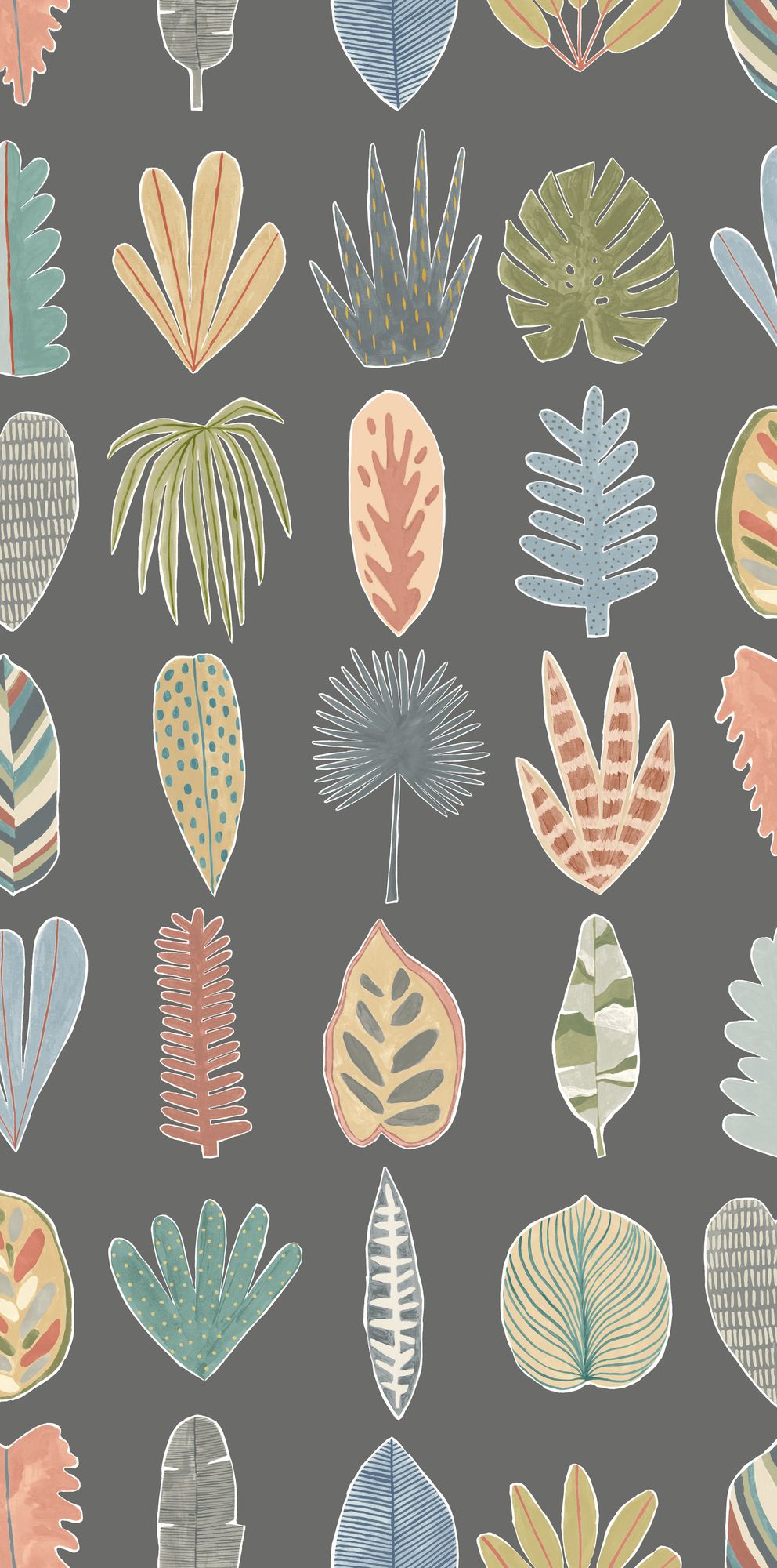 GHS50107W Leaf Boogie Charcoal Mix Wallpaper by Ohpopsi