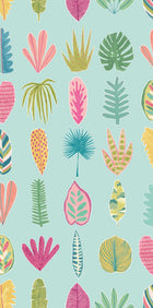 GHS50109W Leaf Boogie Aqua & Raspberry Wallpaper by Ohpopsi