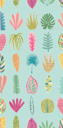 GHS50109W Leaf Boogie Aqua & Raspberry Wallpaper by Ohpopsi