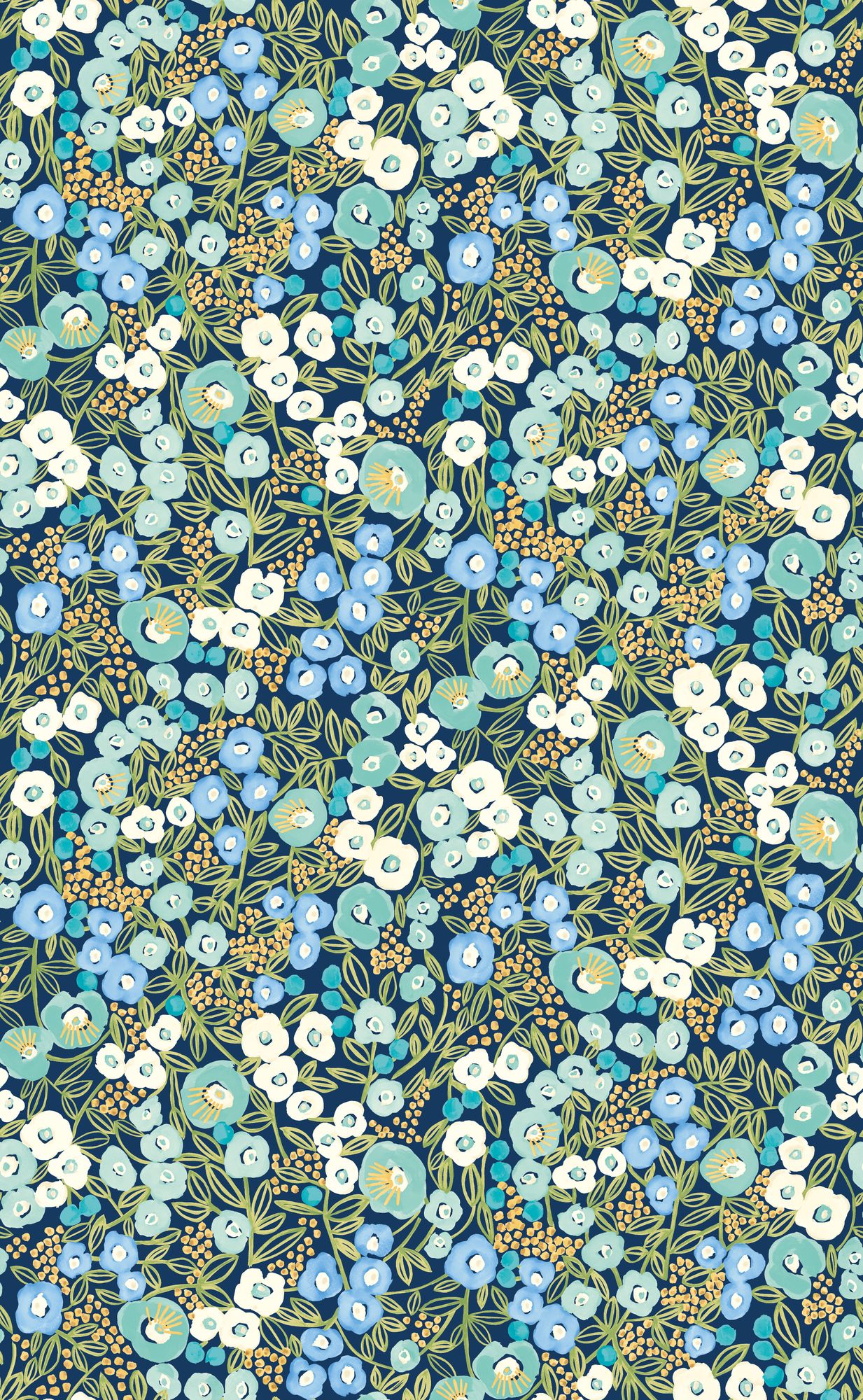 GHS50111W Flora Ditsy Cerulean Wallpaper by Ohpopsi