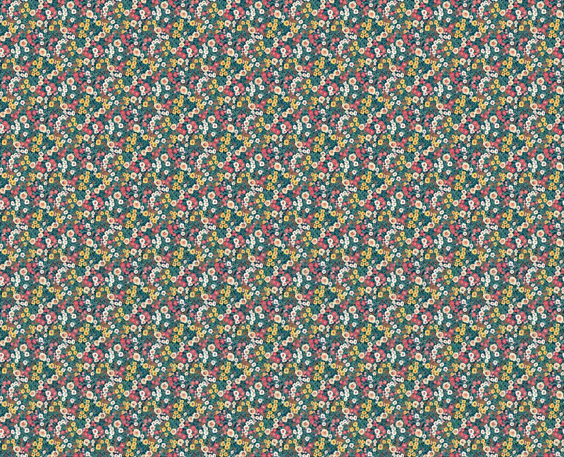 GHS50112W Flora Ditsy Indigo & Coral Wallpaper by Ohpopsi