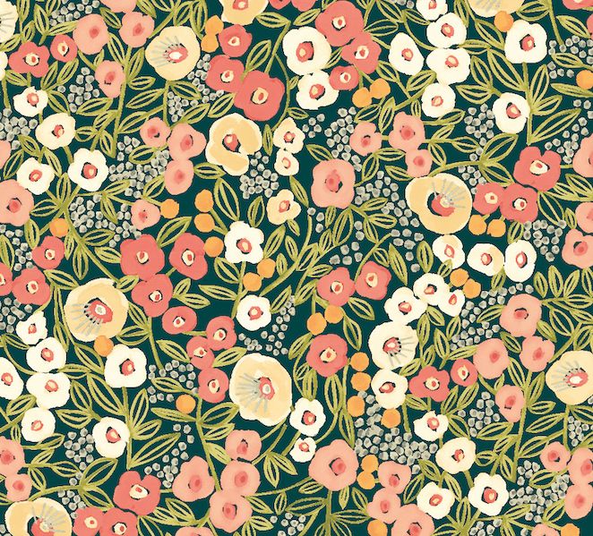 GHS50114W Flora Ditsy Juniper & Ginger Wallpaper by Ohpopsi