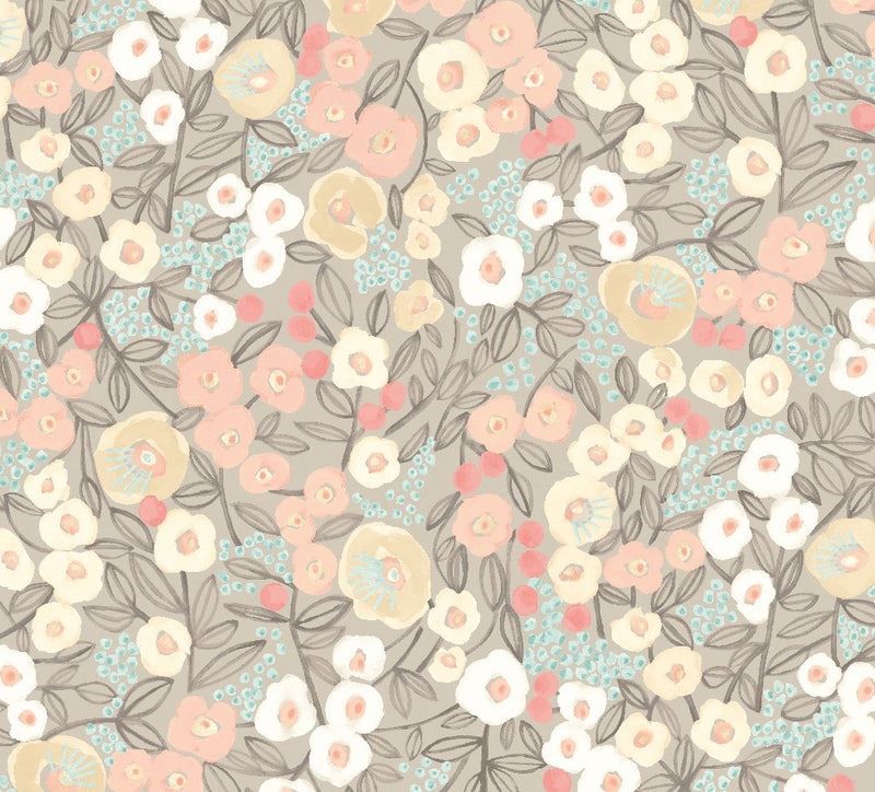 GHS50116W Flora Ditsy Peach & Dove Wallpaper by Ohpopsi