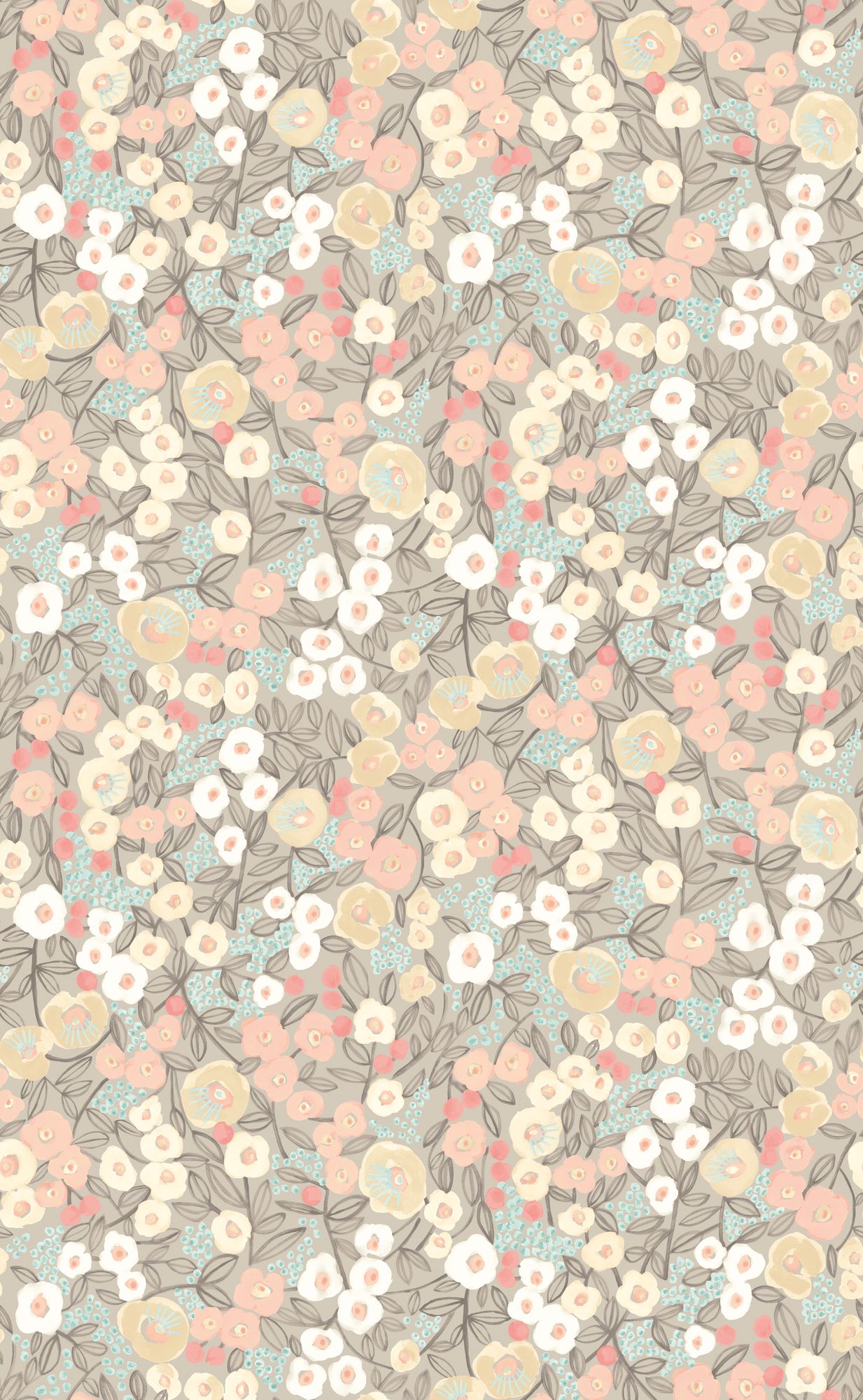 GHS50116W Flora Ditsy Peach & Dove Wallpaper by Ohpopsi