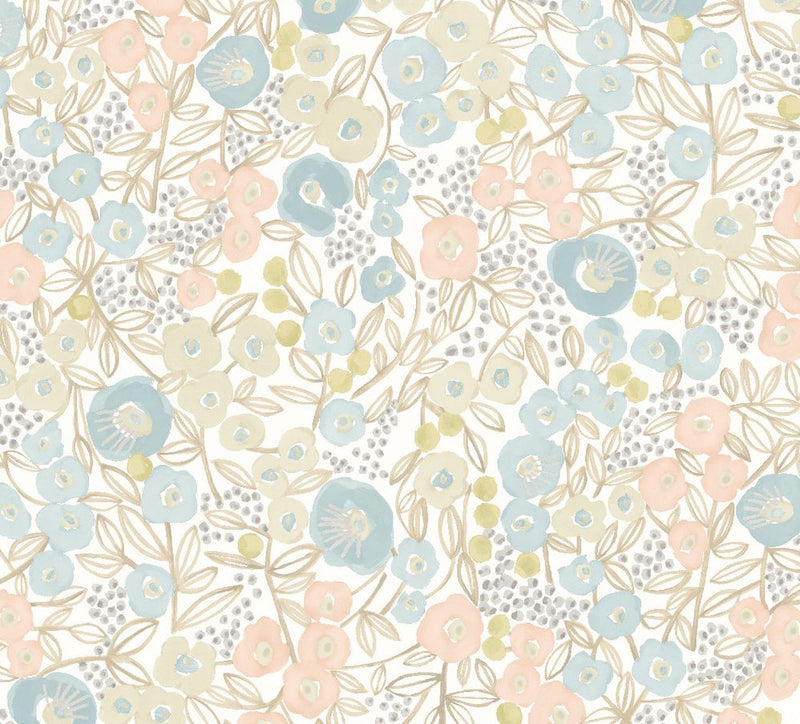 GHS50117W Flora Ditsy Silver Wallpaper by Ohpopsi