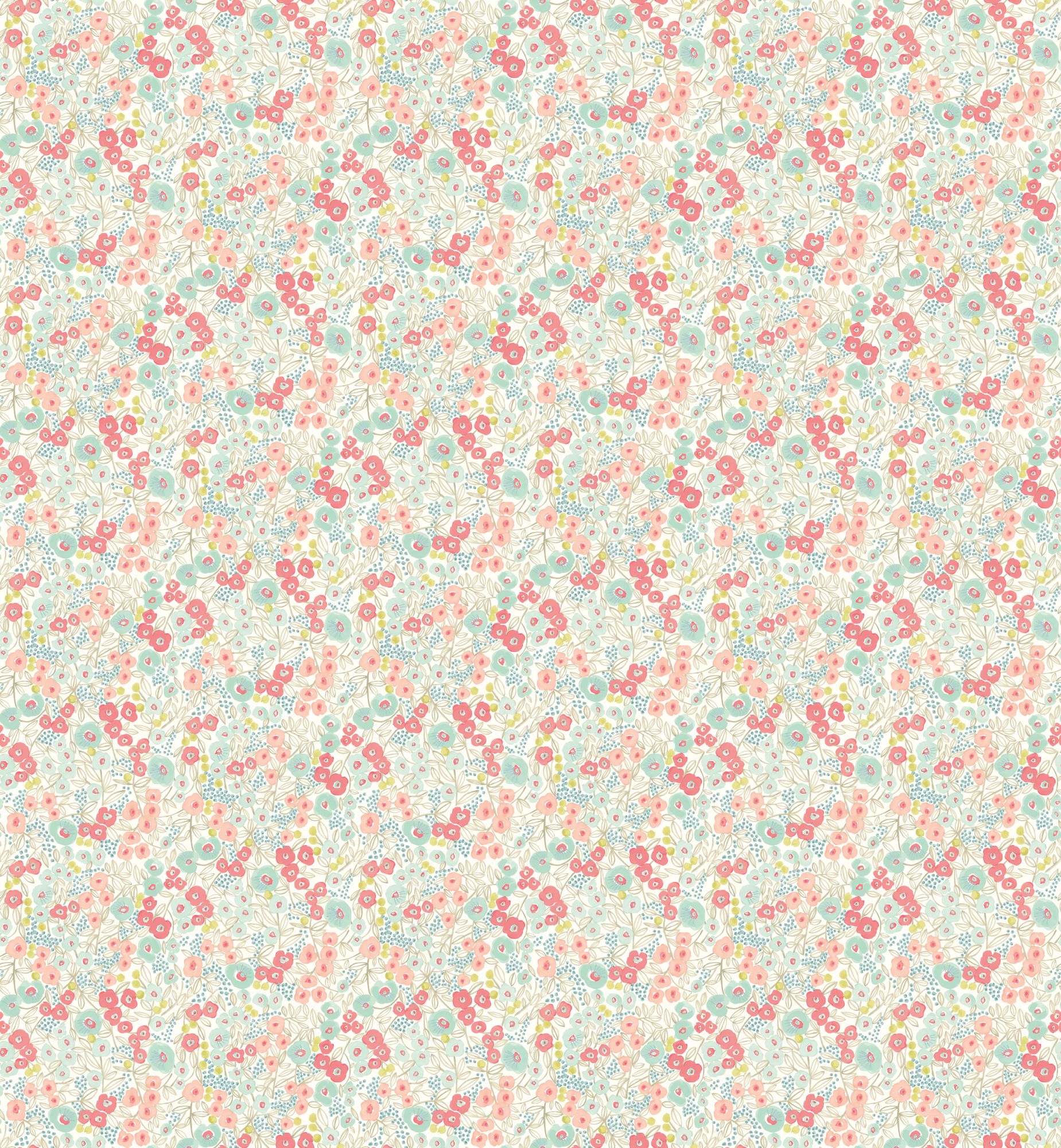 GHS50118W Flora Coral & Sky Wallpaper by Ohpopsi