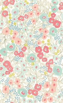 GHS50118W Flora Coral & Sky Wallpaper by Ohpopsi
