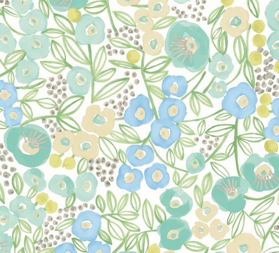 GHS50119W Flora Teal Wallpaper by Ohpopsi
