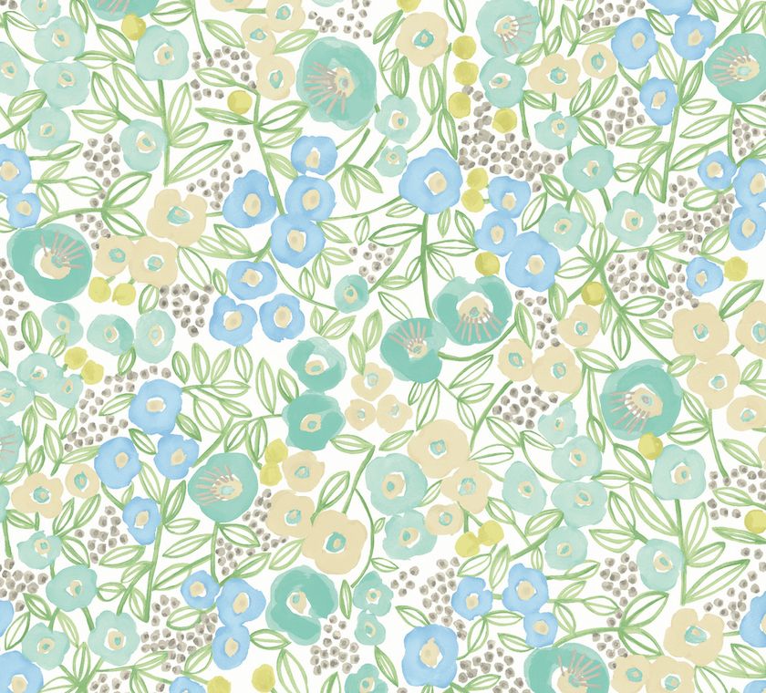 GHS50119W Flora Teal Wallpaper by Ohpopsi
