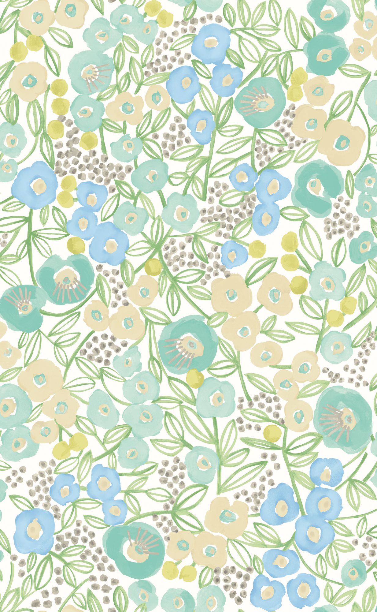GHS50119W Flora Teal Wallpaper by Ohpopsi