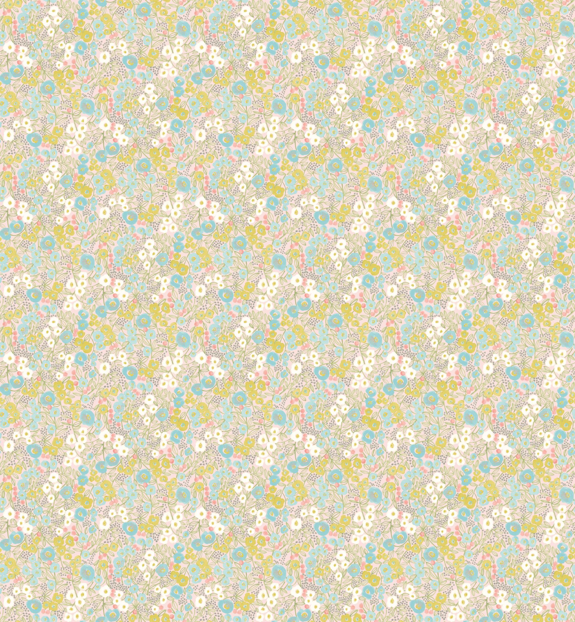 GHS50120W Flora Blush & Lime Wallpaper by Ohpopsi