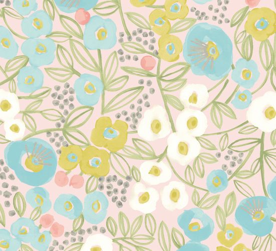 GHS50120W Flora Blush & Lime Wallpaper by Ohpopsi