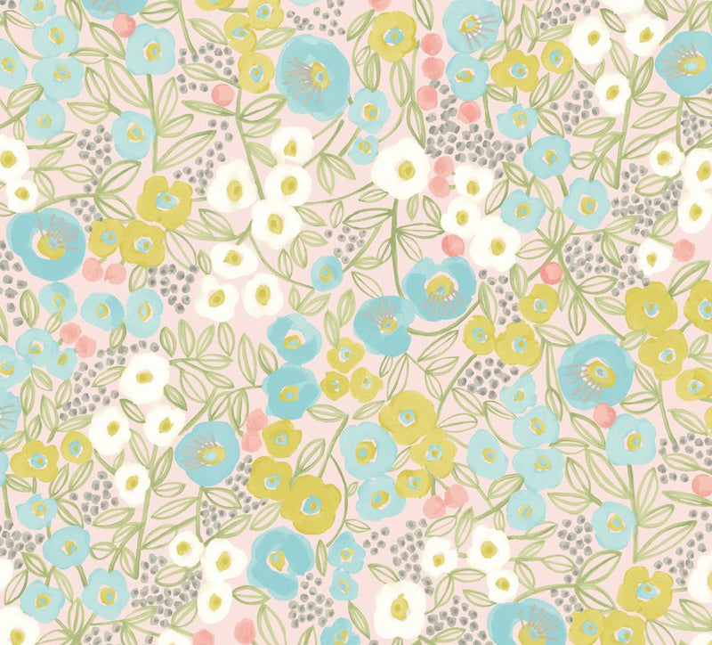 GHS50120W Flora Blush & Lime Wallpaper by Ohpopsi
