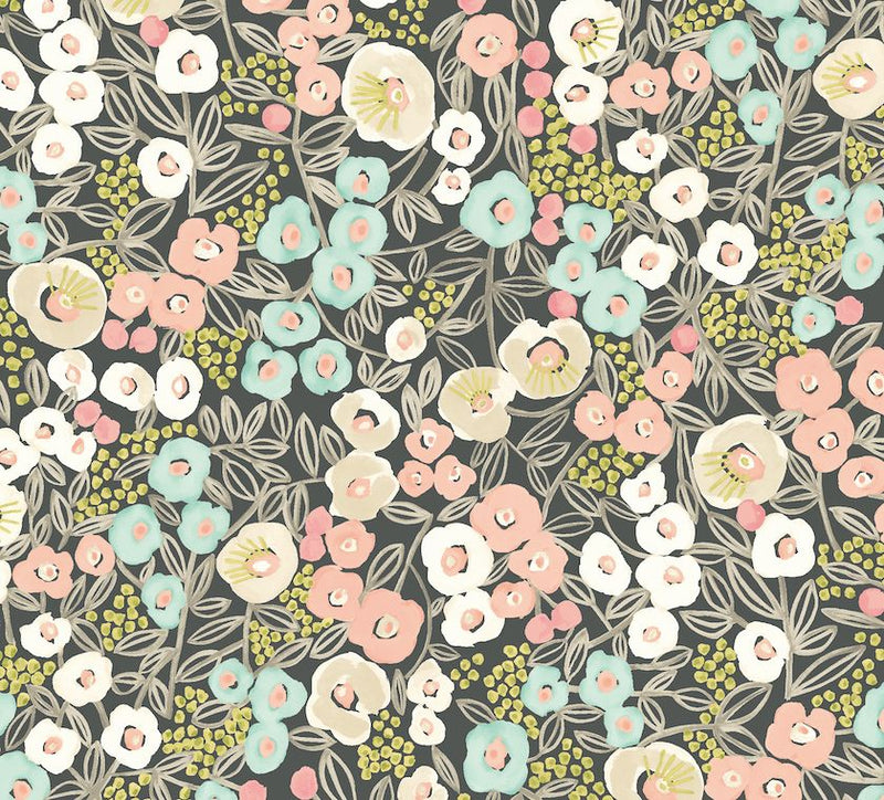 GHS50121W Flora Midnight Blush Wallpaper by Ohpopsi