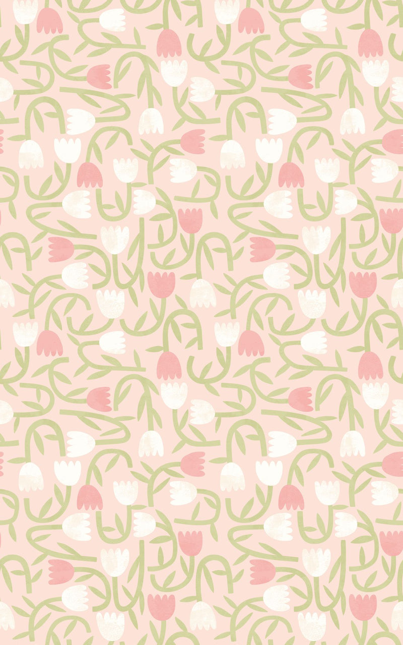 GHS50133W Tiny Tulip Blush Wallpaper by Ohpopsi