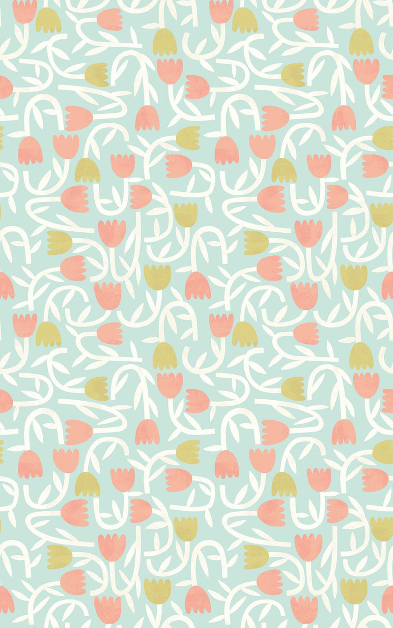 GHS50134W Tiny Tulip Duckegg Mix Wallpaper by Ohpopsi