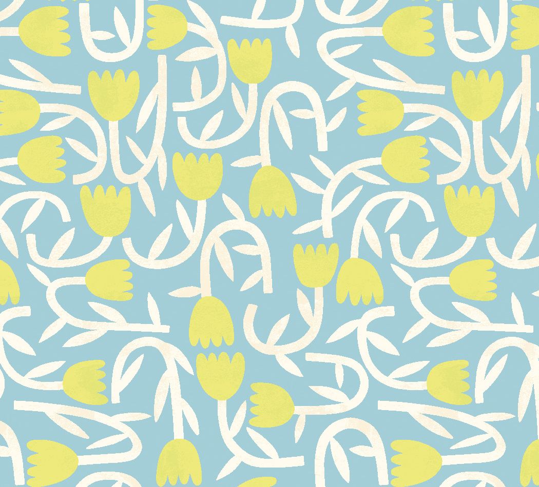 GHS50135W Tiny Tulip Lime & Sky Wallpaper by Ohpopsi