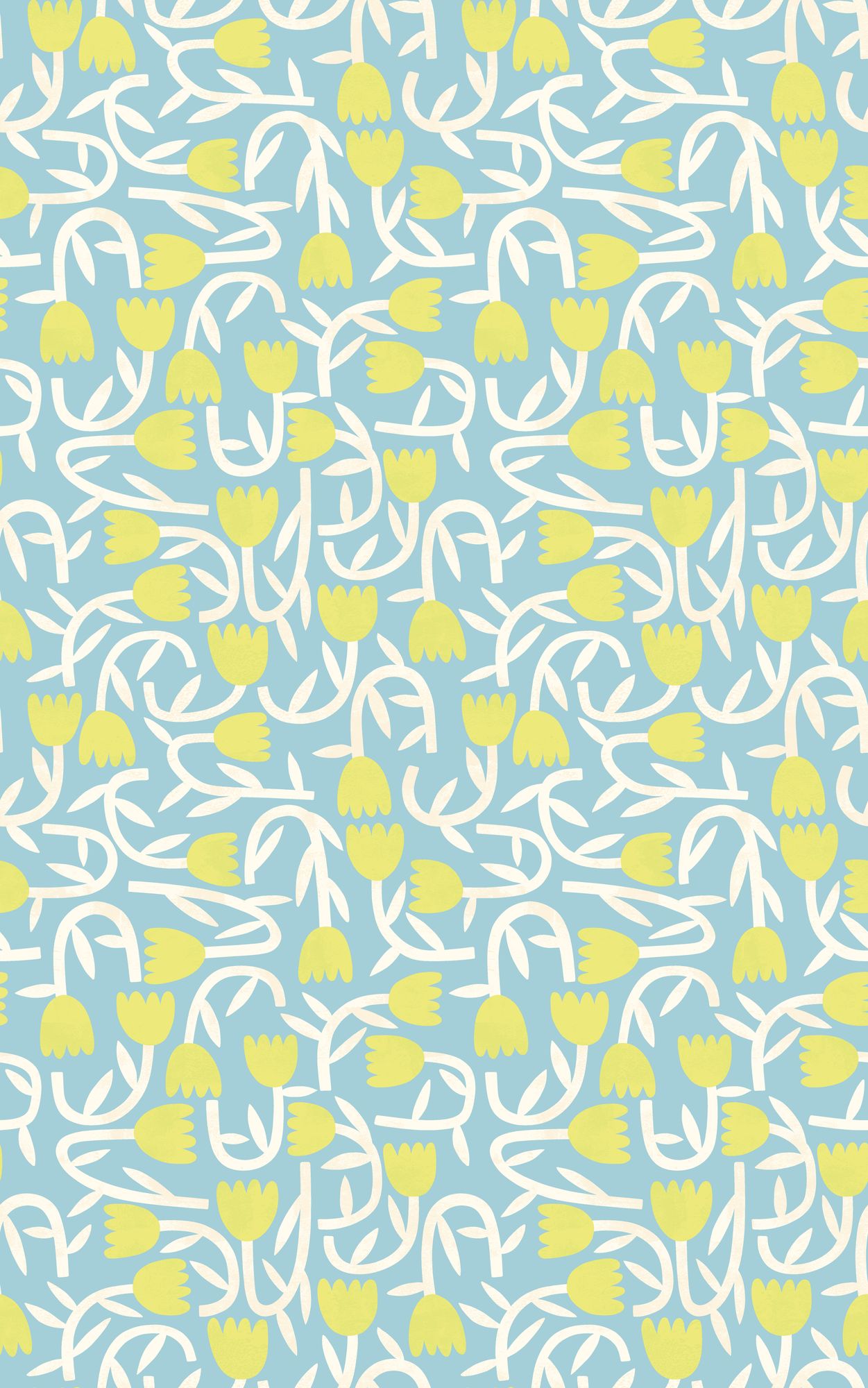 GHS50135W Tiny Tulip Lime & Sky Wallpaper by Ohpopsi