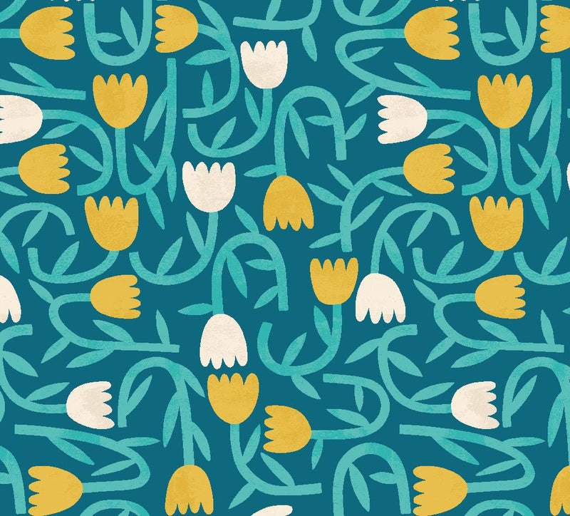 GHS50136W Tiny Tulip Azure Wallpaper by Ohpopsi