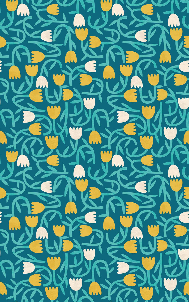 GHS50136W Tiny Tulip Azure Wallpaper by Ohpopsi