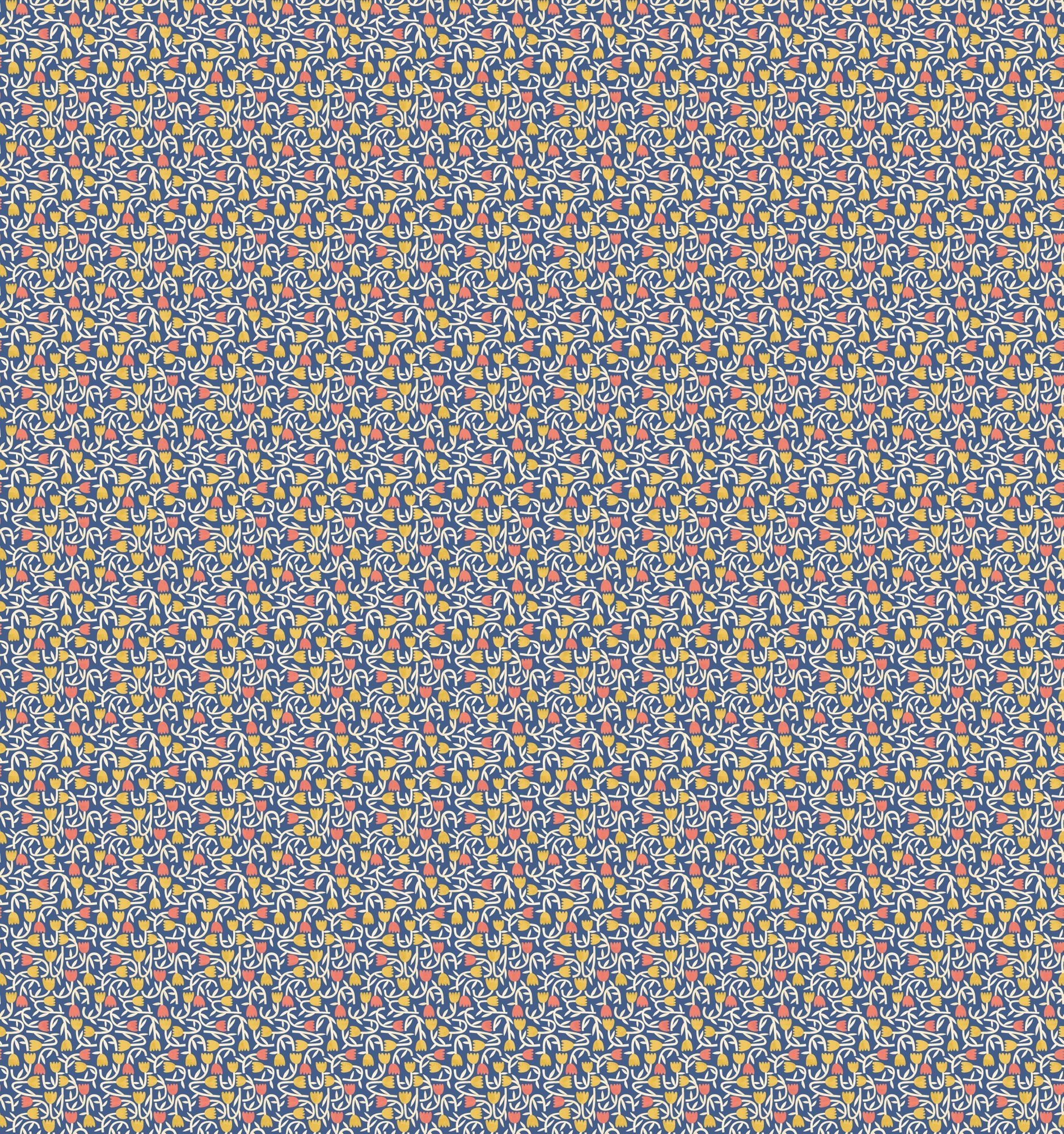 GHS50137W Tiny Tulip Indigo Mix Wallpaper by Ohpopsi