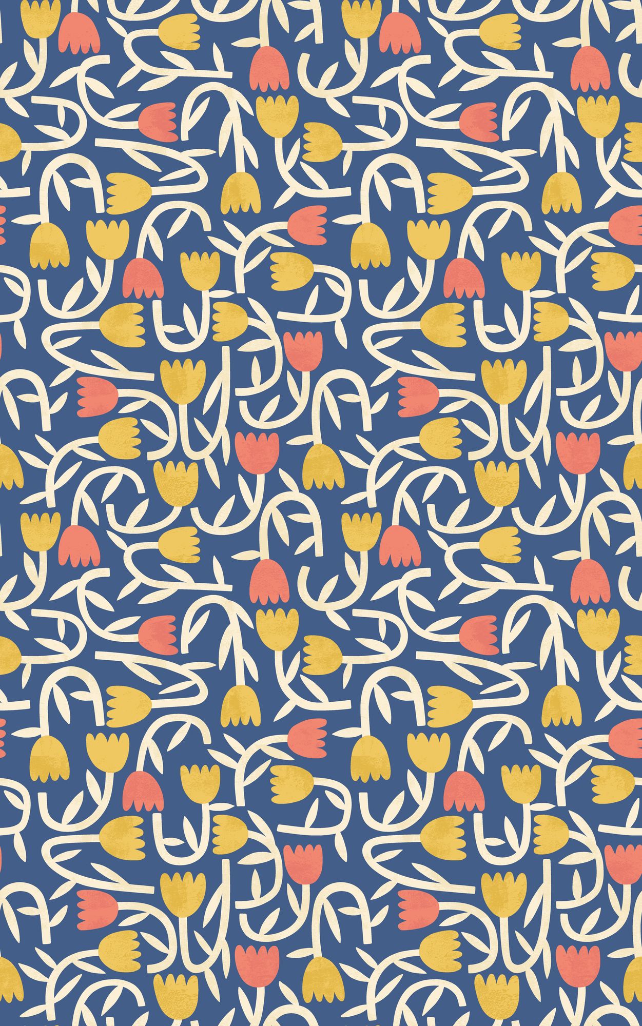 GHS50137W Tiny Tulip Indigo Mix Wallpaper by Ohpopsi