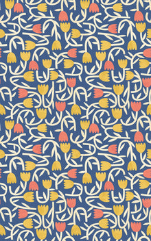 GHS50137W Tiny Tulip Indigo Mix Wallpaper by Ohpopsi