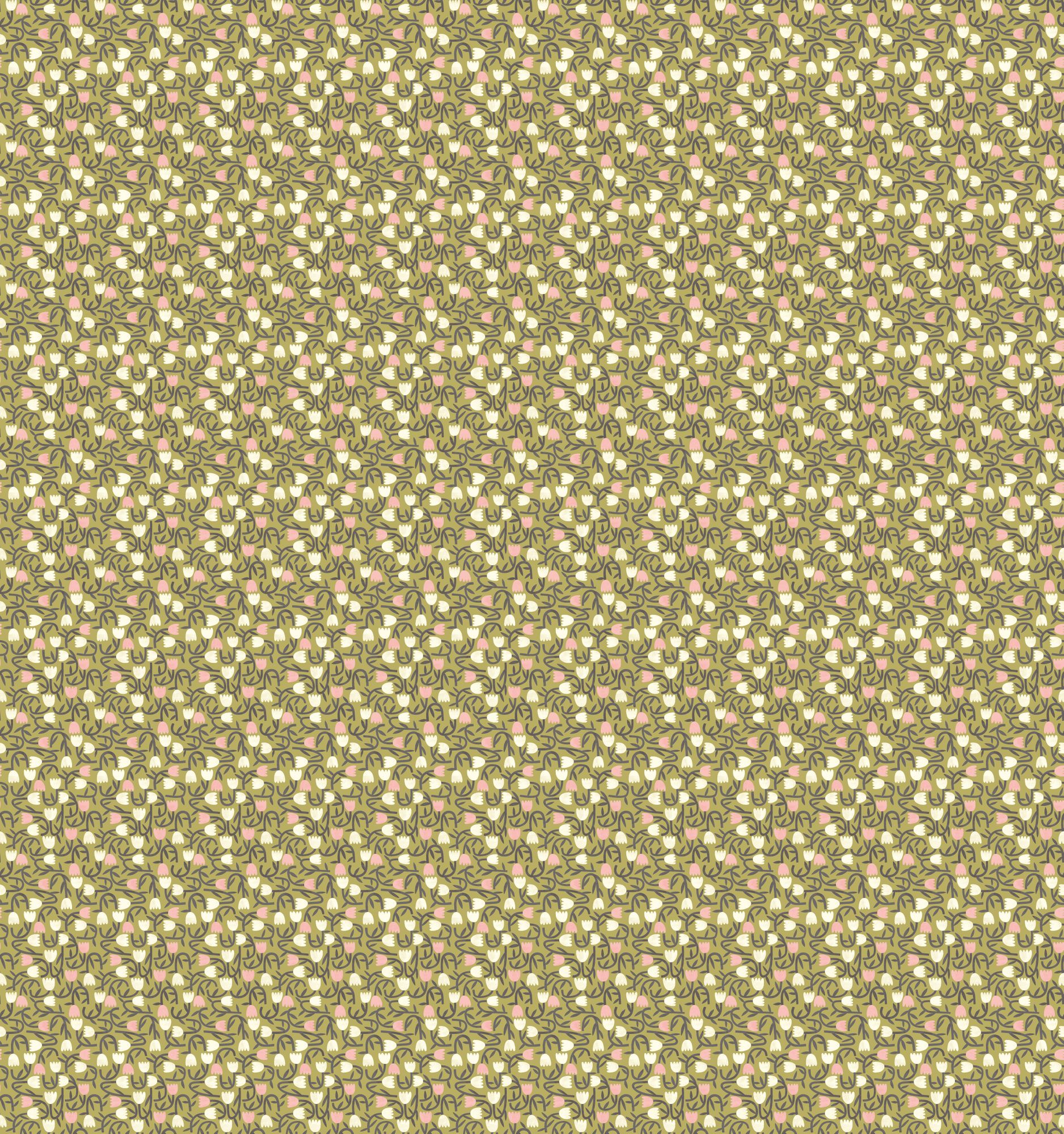 GHS50139W Tiny Tulip Olive Mix Wallpaper by Ohpopsi