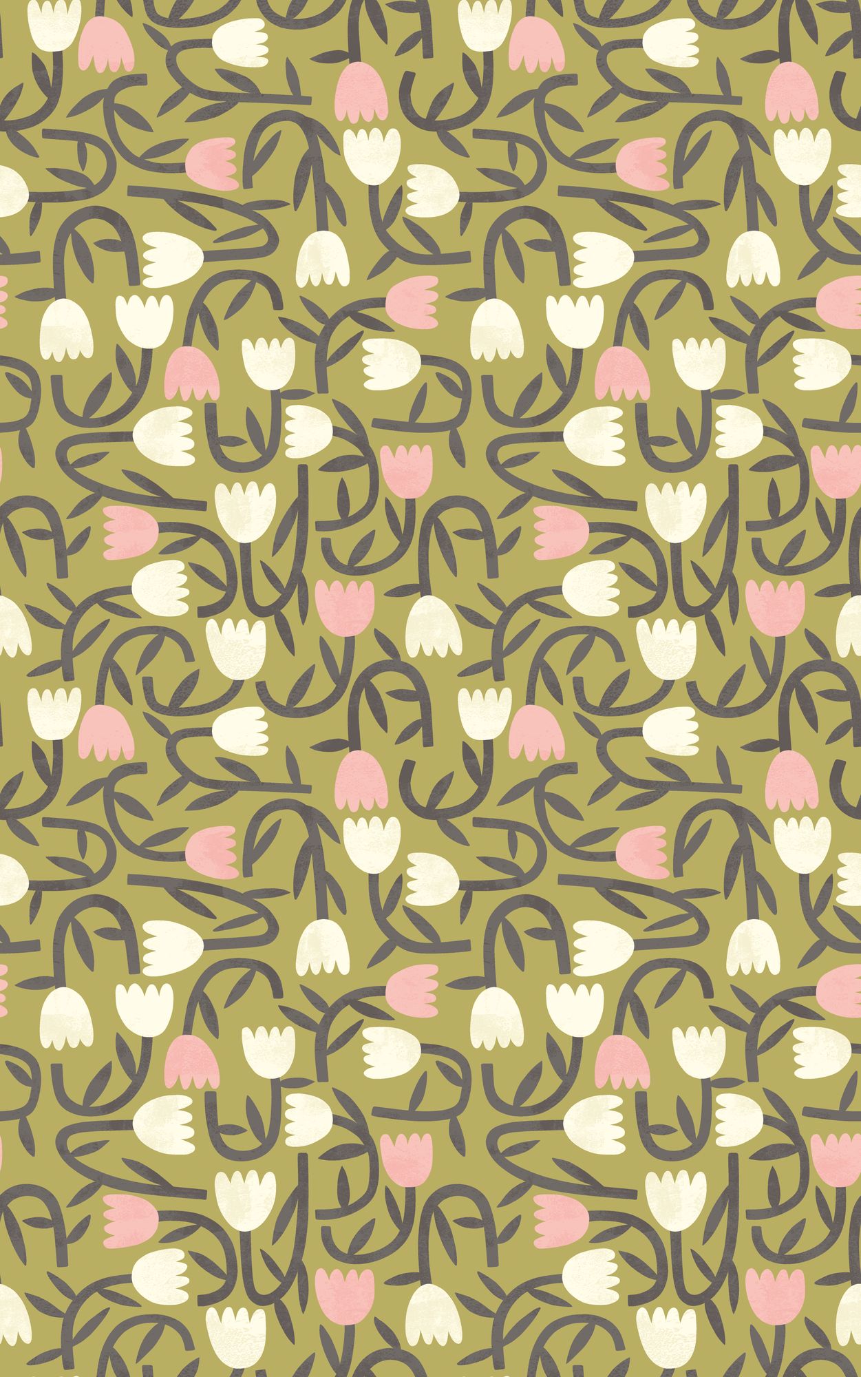 GHS50139W Tiny Tulip Olive Mix Wallpaper by Ohpopsi