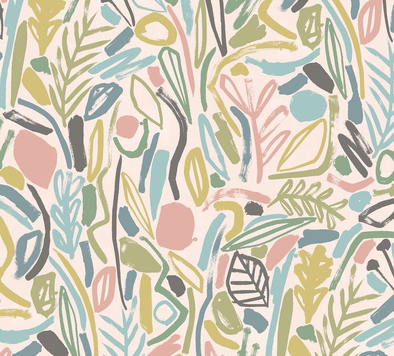 GHS50147W Verdure Blush & Petrol Wallpaper by Ohpopsi