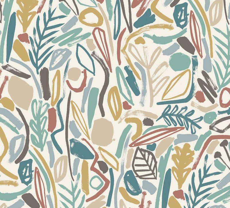 GHS50148W Verdure Teal & Cinnamon Wallpaper by Ohpopsi