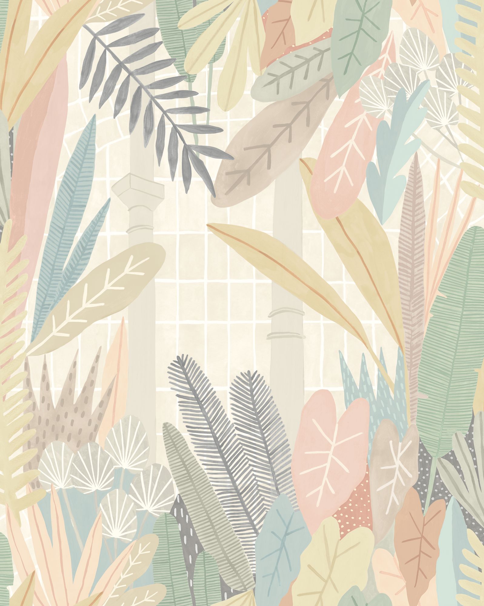 GHS50149W Glasshouse Blush & Apricot Wallpaper by Ohpopsi
