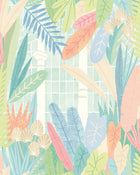 GHS50150W Glasshouse Coral & Mint Wallpaper by Ohpopsi