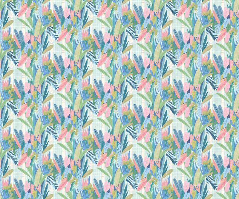GHS50151W Glasshouse Indigo & Pink Wallpaper by Ohpopsi