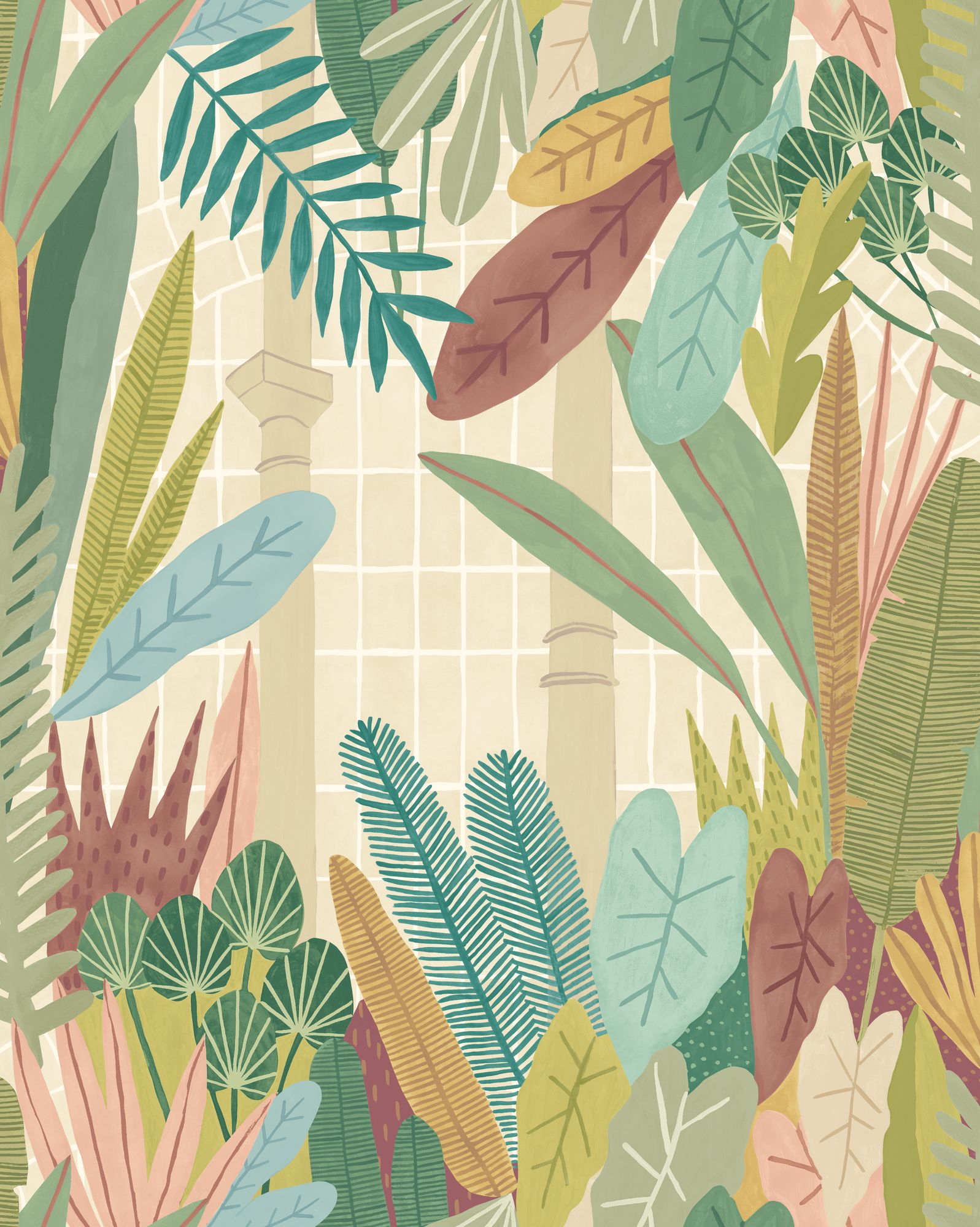 GHS50152W Glasshouse Forest & Chestnut Wallpaper by Ohpopsi