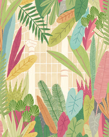 GHS50153W Glasshouse Emerald & Coral Wallpaper by Ohpopsi