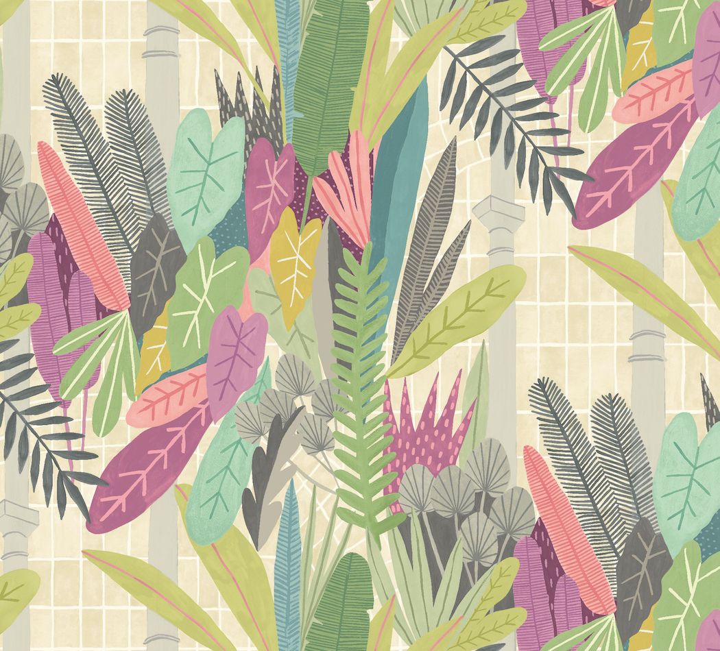 GHS50155W Glasshouse Heather & Olive Wallpaper by Ohpopsi