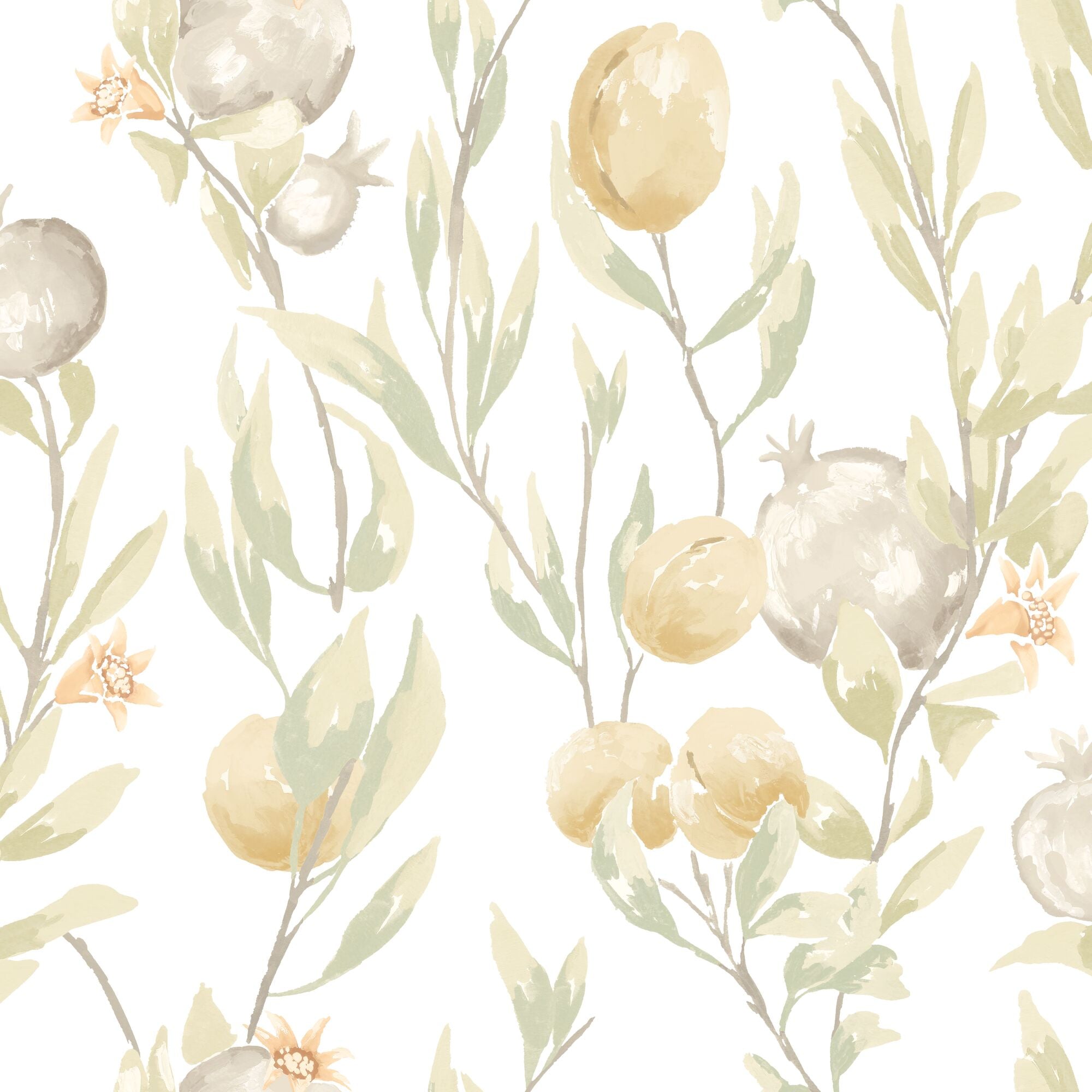 LBK50101W Pomegranate Trail Linen Mix Wallpaper by Ohpopsi