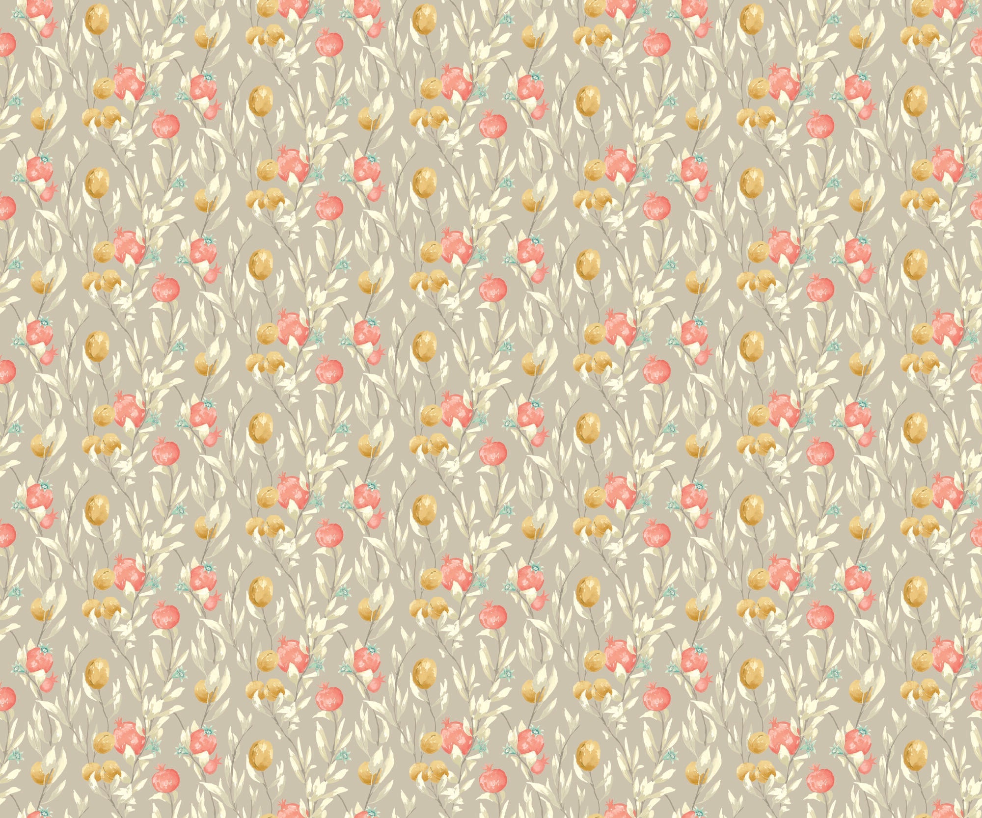 LBK50108W Pomegranate Trail Parchment Wallpaper by Ohpopsi