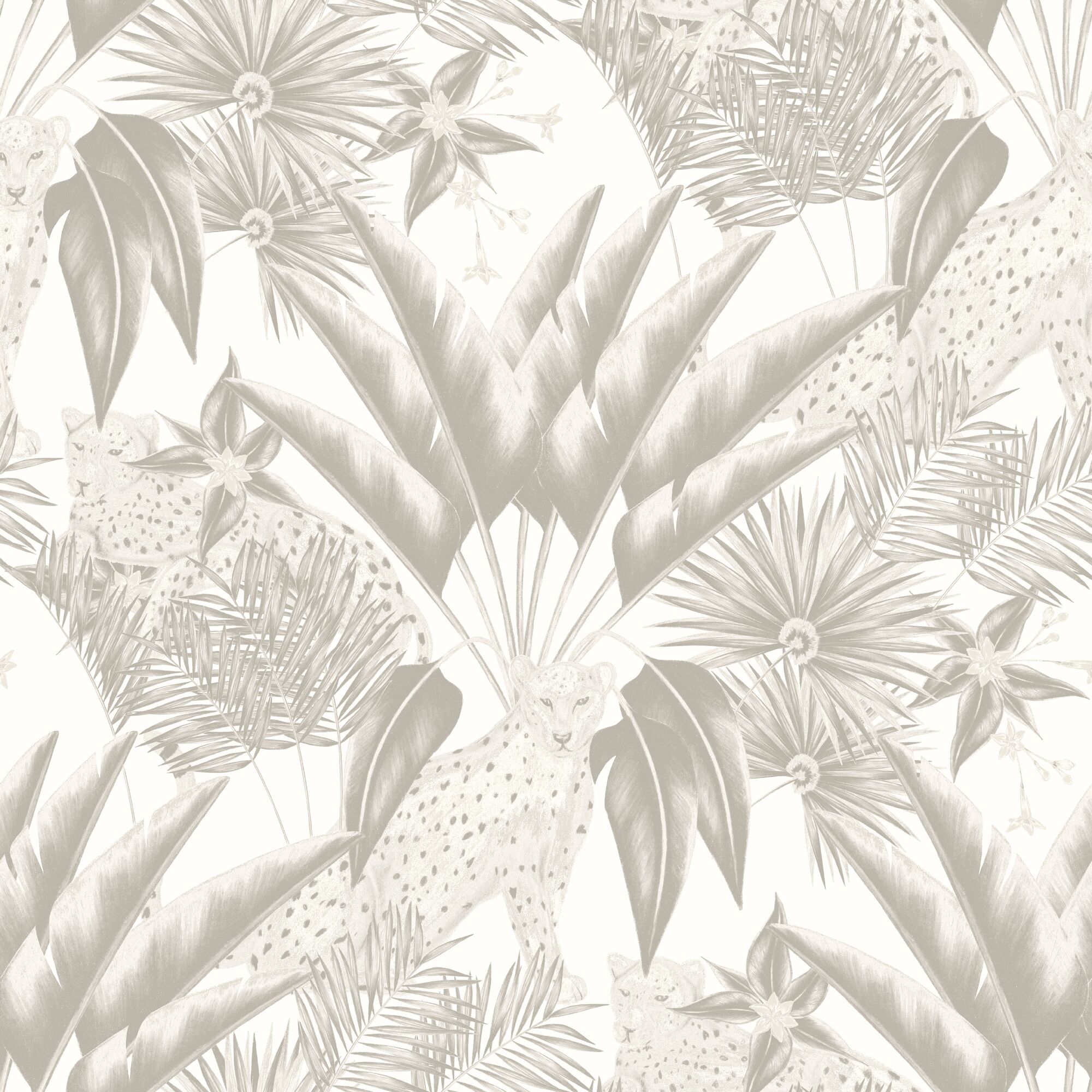 LBK50116W Jungle Cheetah Gilver Wallpaper by Ohpopsi