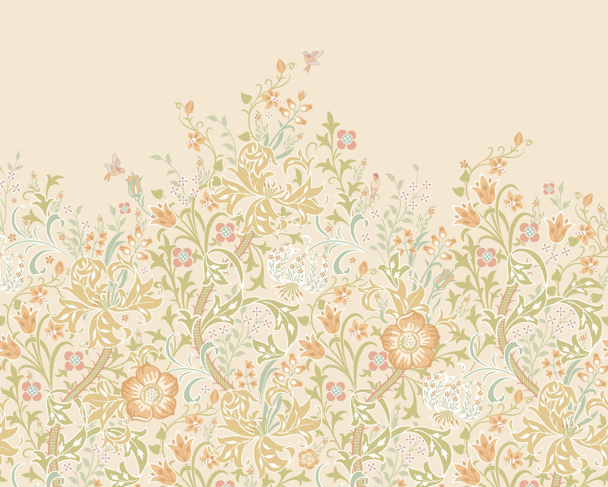 MUR374M Trailing Lily Buttercup Mural Medium by Origin Murals
