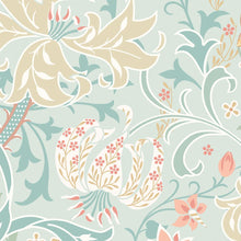 MUR375L Trailing Lily Duck Egg Blue Mural Large by Origin Murals