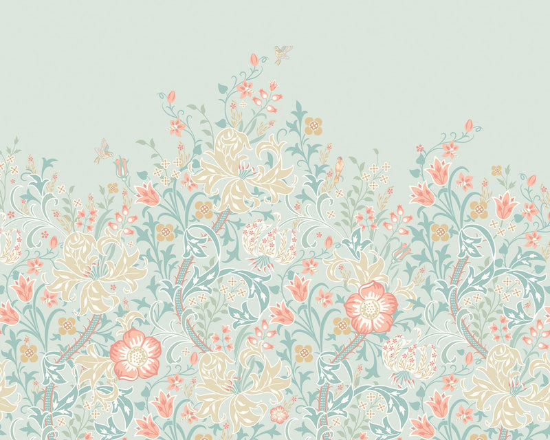 MUR375M Trailing Lily Duck Egg Blue Mural Medium by Origin Murals
