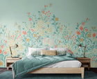 MUR375L Trailing Lily Duck Egg Blue Mural Large by Origin Murals