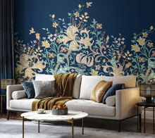 MUR376L Trailing Lily Navy Blue Mural Large by Origin Murals
