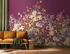 MUR377M Trailing Lily Aubergine Mural Medium by Origin Murals