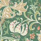 MUR378M Trailing Lily Forest Green Mural Medium by Origin Murals