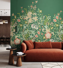 MUR378M Trailing Lily Forest Green Mural Medium by Origin Murals