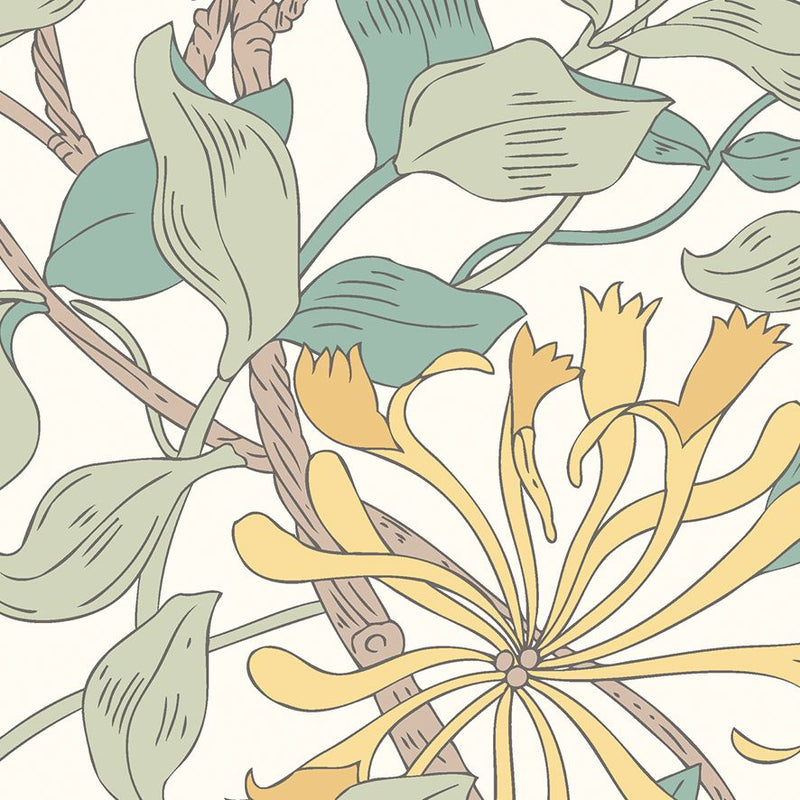 MUR381L Honeysuckle Seafoam Mural Large by Origin Murals
