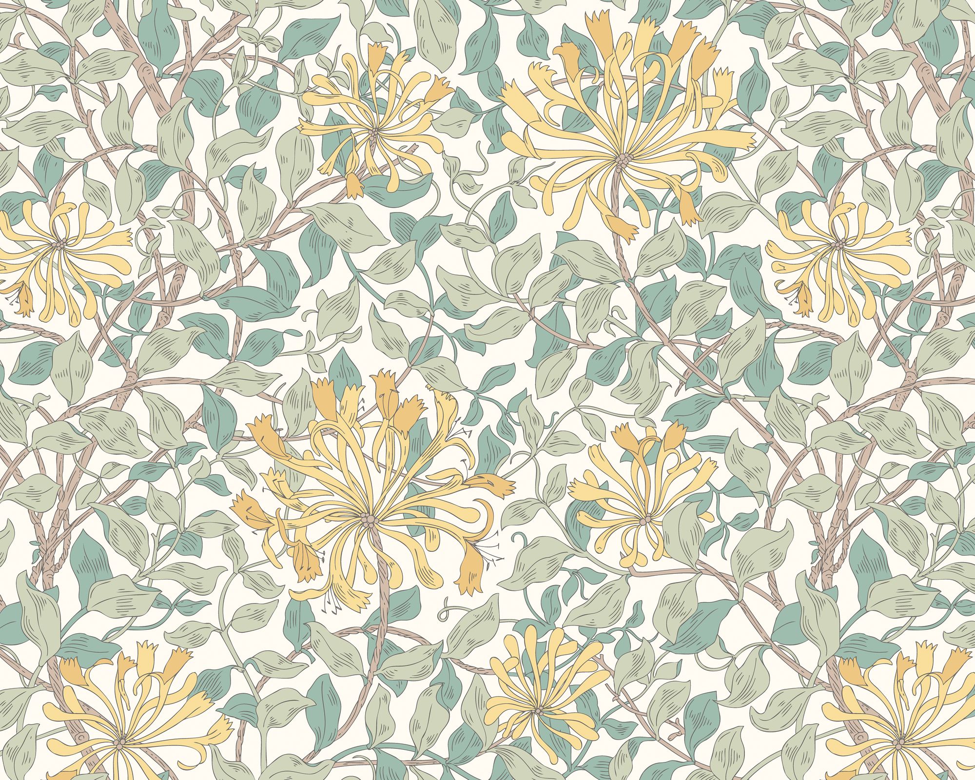 MUR381L Honeysuckle Seafoam Mural Large by Origin Murals
